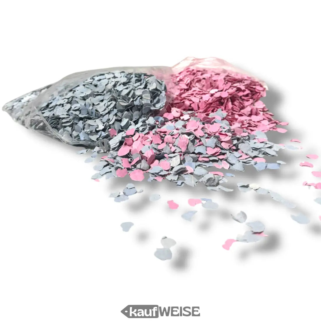 Pink und graues Dekorations-Konfetti für Party und Hochzeit in Beutel