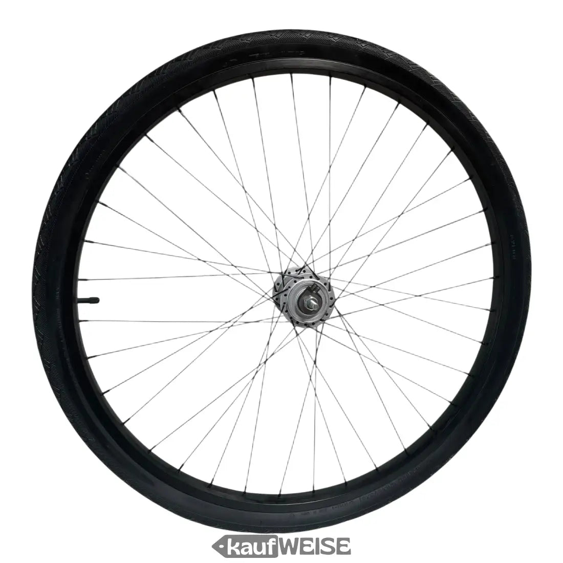 Schwarzes Sturmey Archer HDS12 Nabendynamo Vorderrad 26 Zoll mit silbernen Speichen