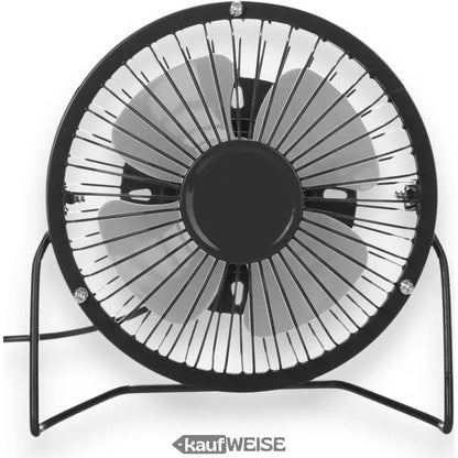Schwarzer Metall-Tischventilator 15cm für Computer und Notebook, Mini USB Lüfter