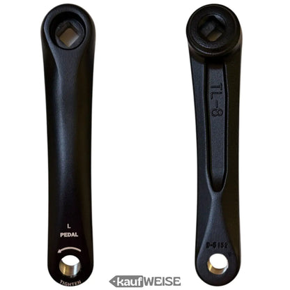 Matte schwarze Volta GTS Kurbelarme mit Gravur und Pedalanschlüssen